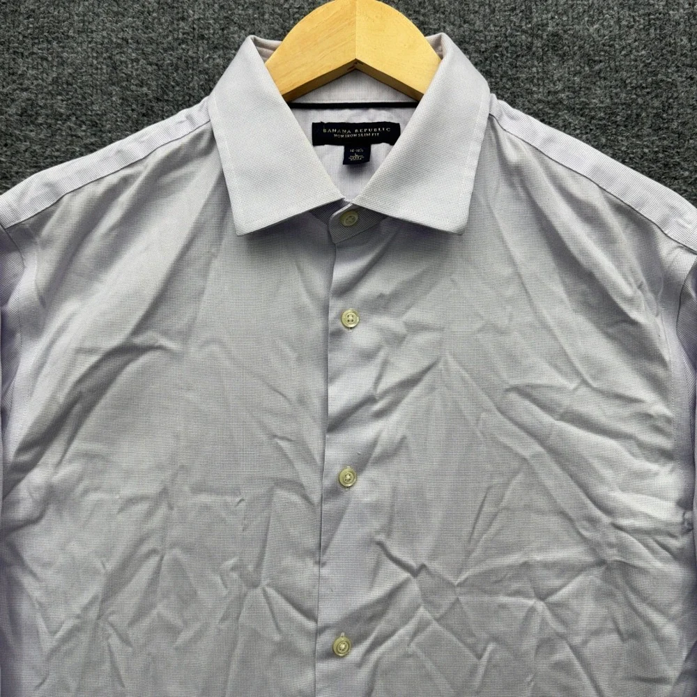 Banana Republic Non-Iron Slim Fit Button Shirt Mens L Purple Long Sleeve Dress